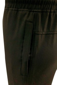 U379   Custom made pure black sweatpants design rubber band pants with zipper pocket at the back and zipper pocket at the side detail view-3